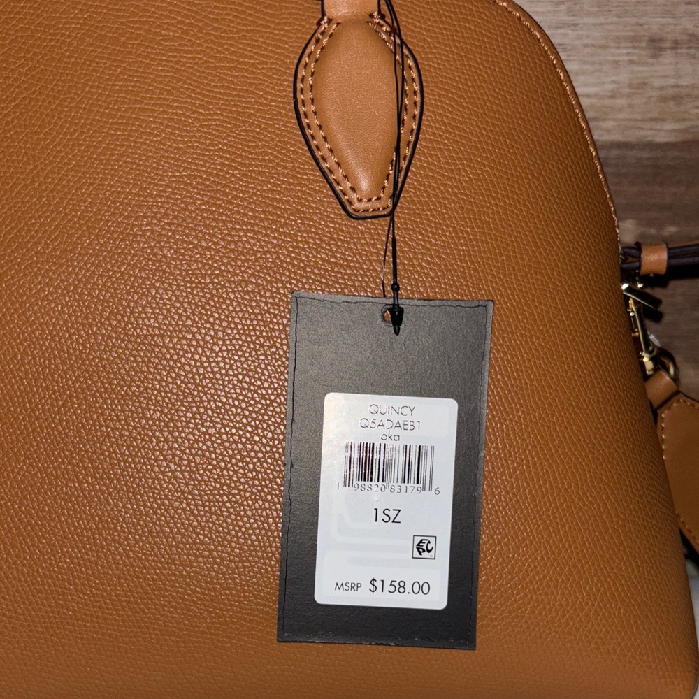 Halston NWT Quincy Tan Satchel with Gold Hardware - Picture 13 of 14
